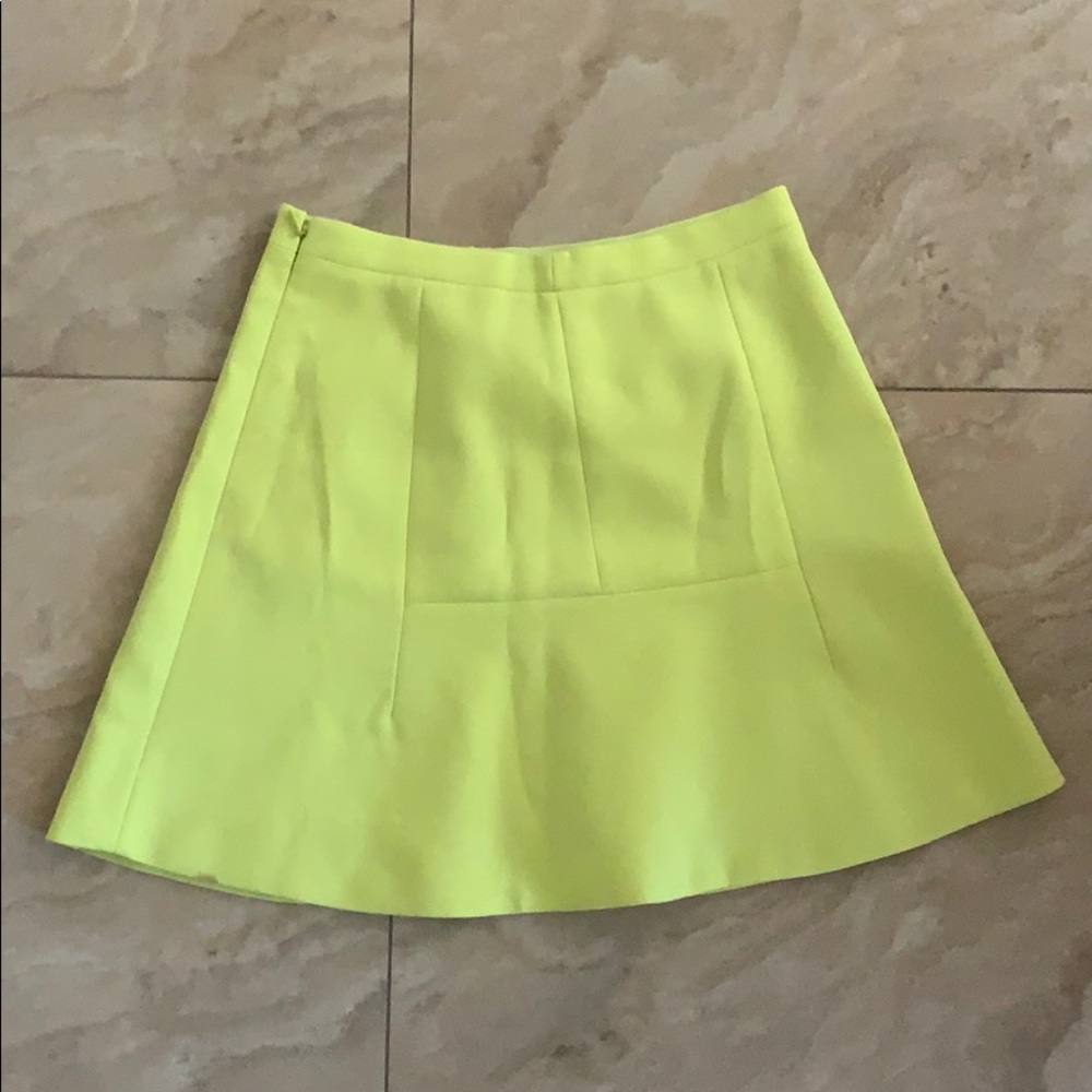 J. Crew highlighter yellow mini skirt